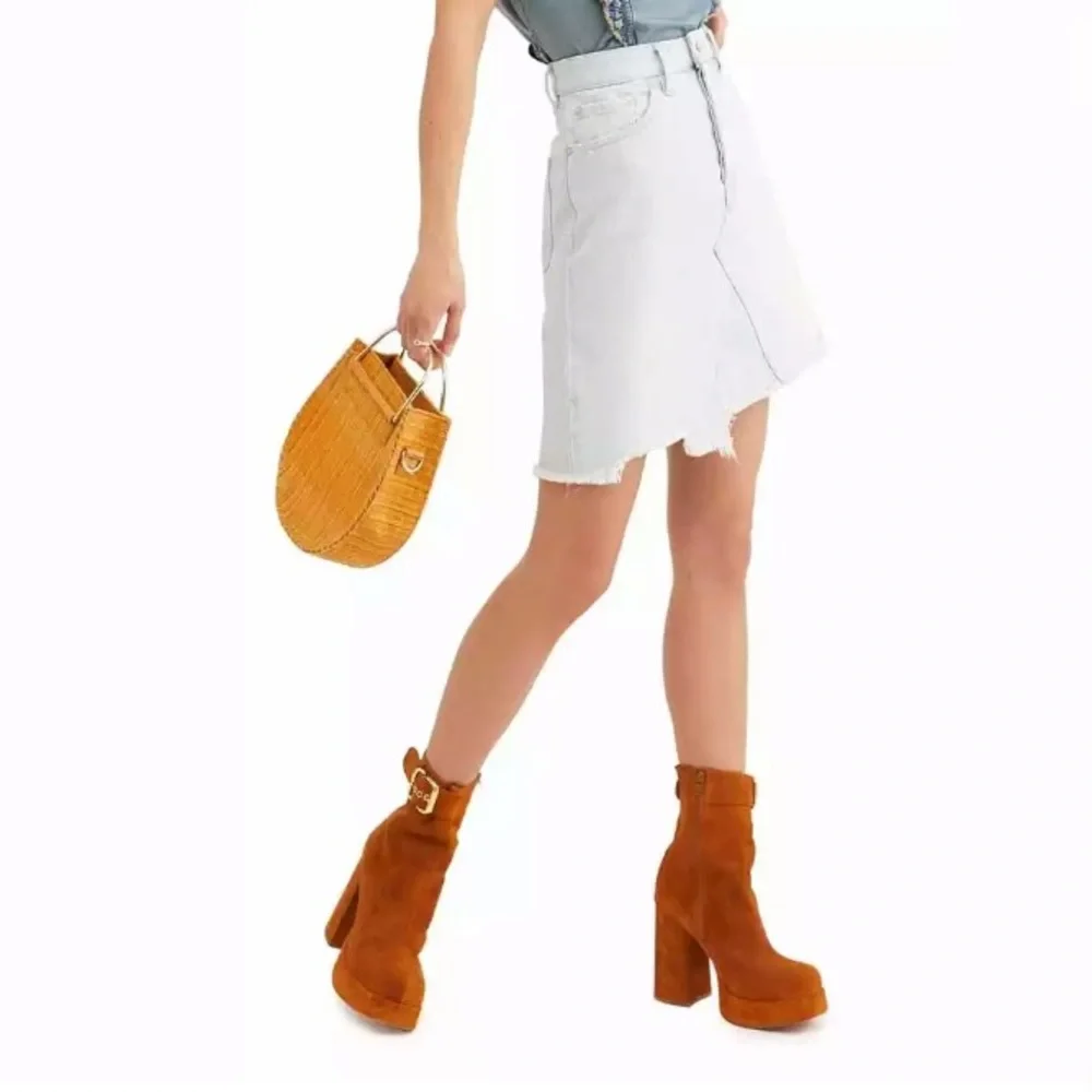 NWT Free People Going Rouge Denim Skirt